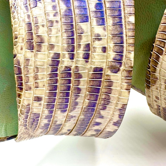 Gucci Vintage Python Ankle Strap Block High Heels SZ 7 - Picture 11 of 15